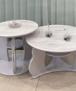 Ensemble Table 2 Pieces A26 blanc  90*90 ET 50*50