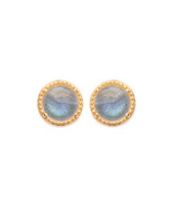 Boucles d’Oreilles Labradorite “Constantine” – Plaqué Or 750