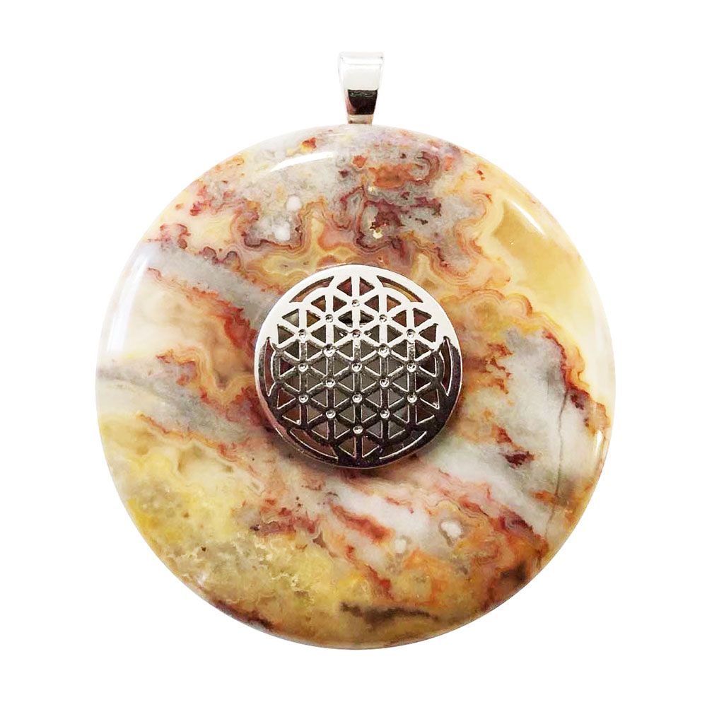 Pendentif Agate crazy lace – PI Chinois ou Donut 40mm – Image 5