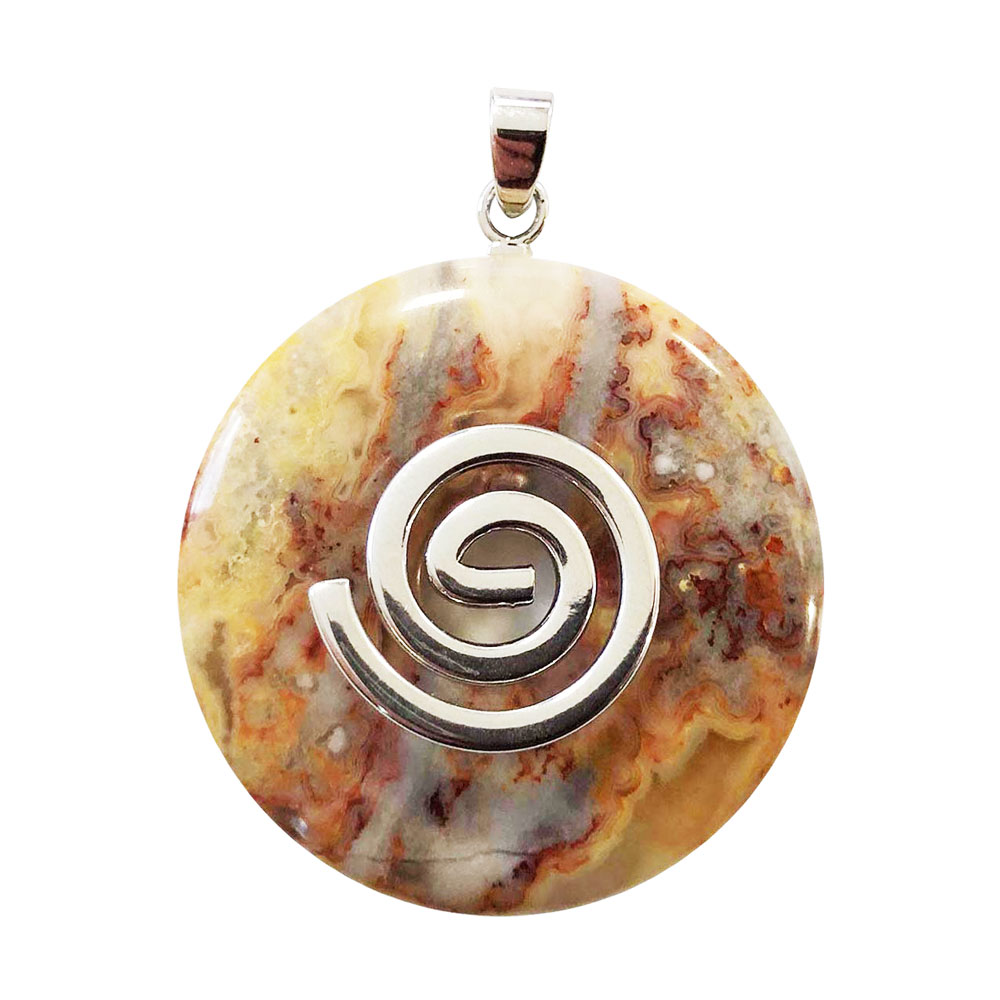 Pendentif Agate crazy lace – PI Chinois ou Donut 40mm