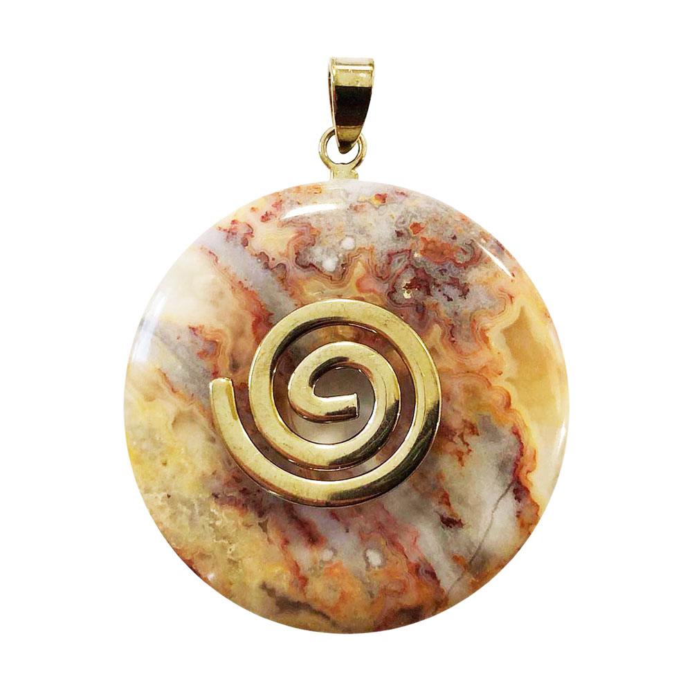 Pendentif Agate crazy lace – PI Chinois ou Donut 40mm – Image 2
