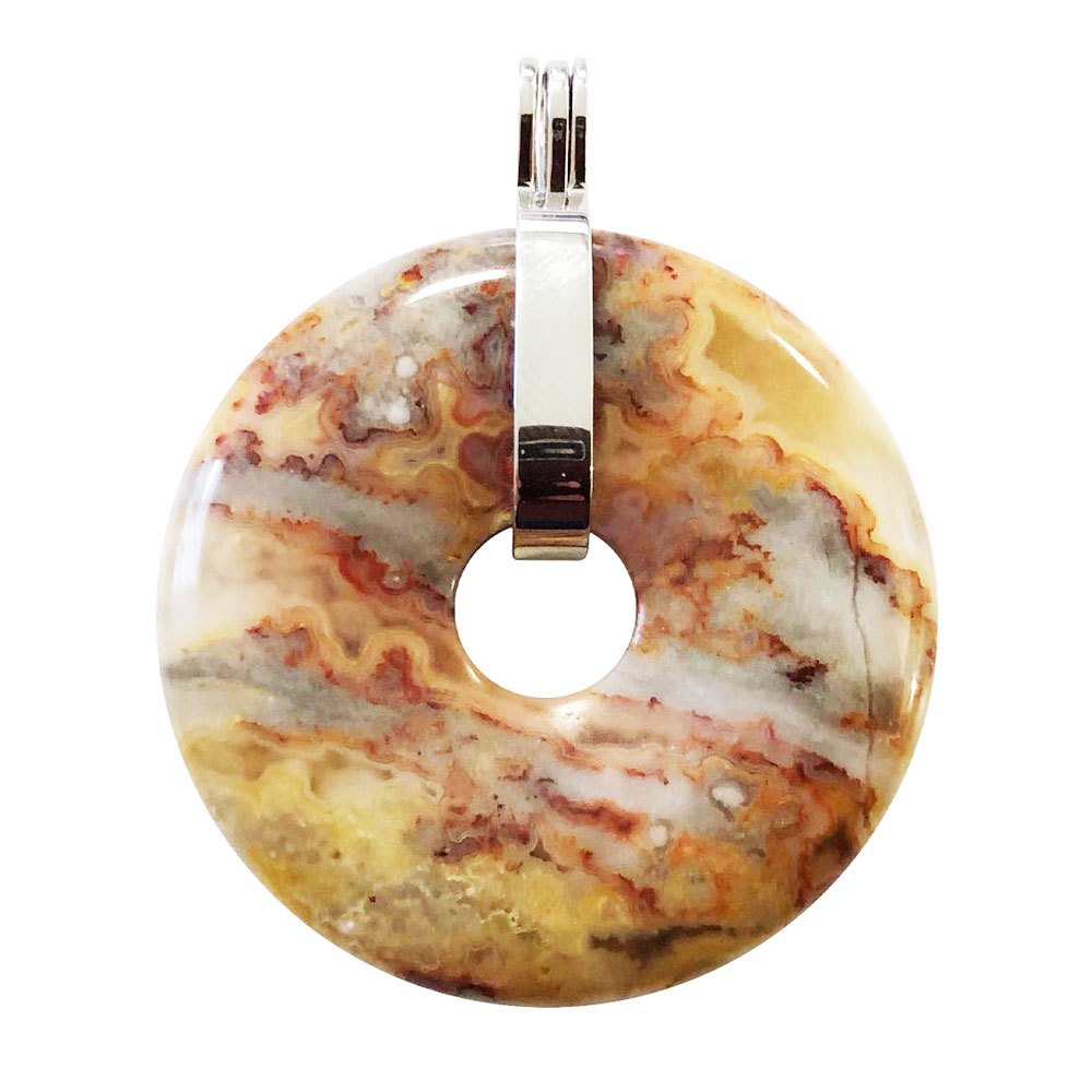 Pendentif Agate crazy lace – PI Chinois ou Donut 40mm – Image 3