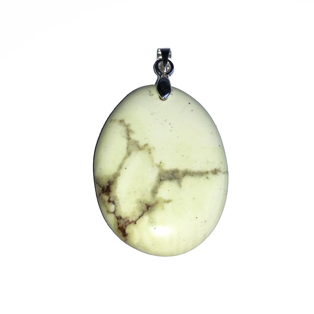 Pendentif Chrysoprase citron – Pierre plate