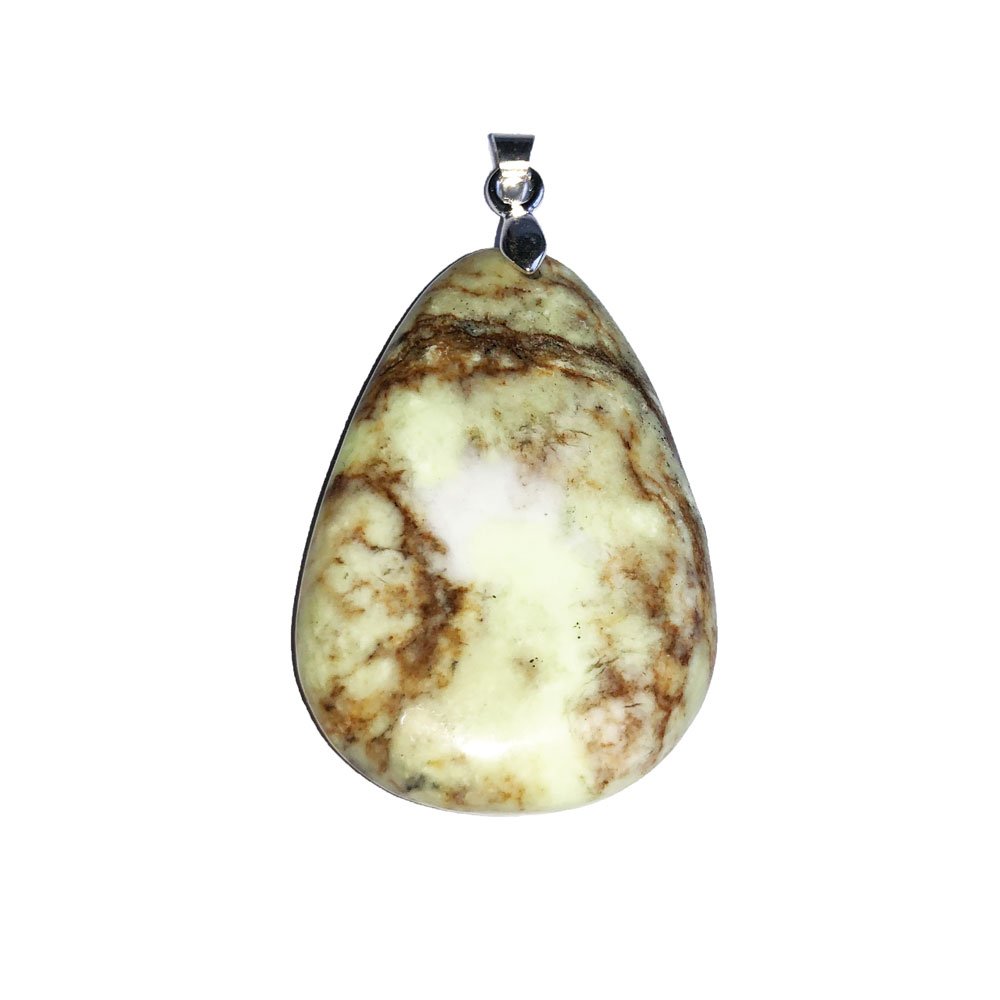 Pendentif Chrysoprase citron – Pierre plate – Image 3