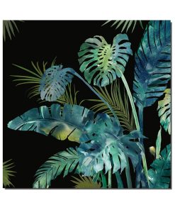 Tableau feuilles noir, bleu et vert