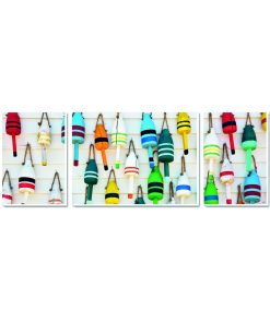 Triptyque toile bouées de casiers à homard