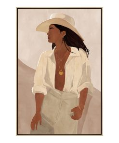 Toile Femme Décolleté et Chapeau Encadrée 82.5×122.5cm