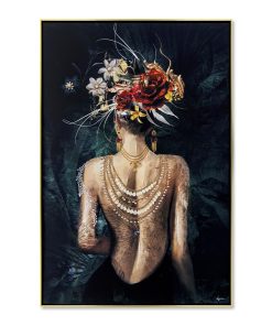 Toile Femme Dos Nu et Fleurs 82x122cm